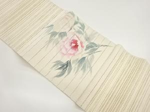 絽綴れ手描き牡丹模様名古屋帯